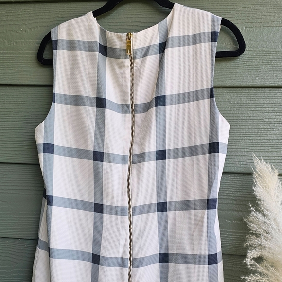 Ted Baker Nayelic Off White Floral Plaid Design Sleeveless Shift Dress - Picture 5 of 14